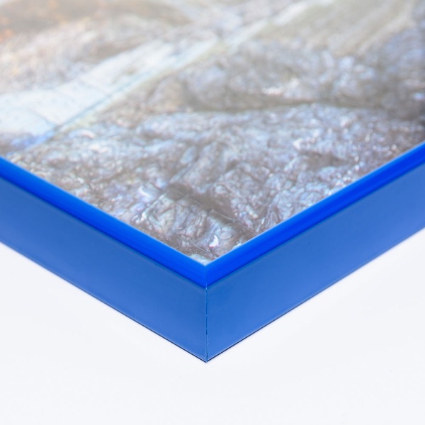 Alu-Puzzlerahmen für 1000 Teile 48x64 cm | blau RAL 5010 | Kunstglas (1,5 mm)