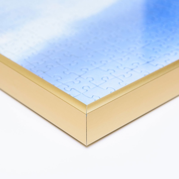 Alu-Puzzlerahmen für 1000 Teile 48x64 cm | gold matt | Kunstglas (1,5 mm)
