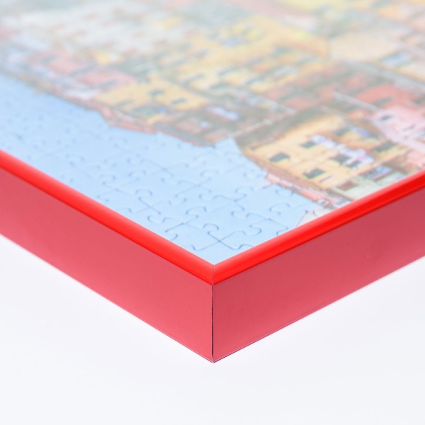 Alu-Puzzlerahmen für 1000 Teile 48x64 cm | rot RAL 3002 | Kunstglas (1,5 mm)