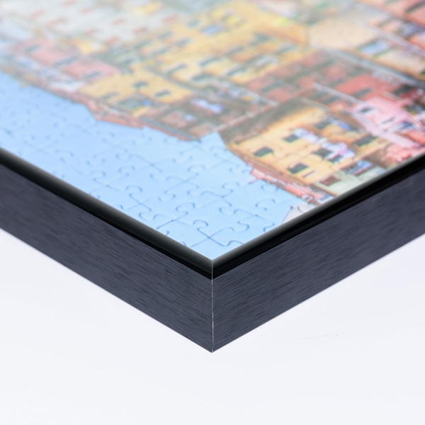 Alu-Puzzlerahmen für 1000 Teile 48x64 cm | schwarz hochglanz | Kunstglas (1,5 mm)