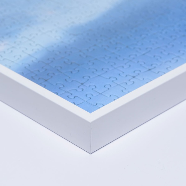 Alu-Puzzlerahmen für 1000 Teile 48x64 cm | weiß RAL 9016 | Kunstglas (1,5 mm)