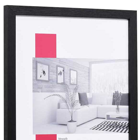Holz-Bilderrahmen Profil 33 18x27 cm | schwarz | Normalglas (2 mm)