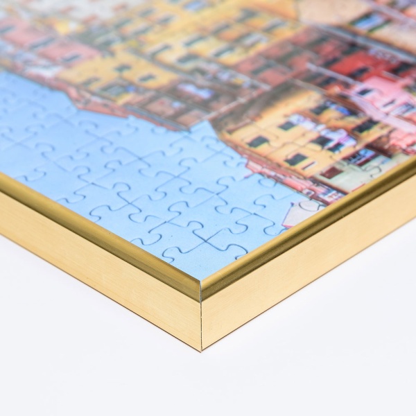 Kunststoff-Puzzlerahmen für 1000 Teile 49,3x68,5 cm | gold | Kunstglas (1,5 mm)