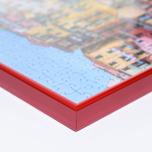 Kunststoff-Puzzlerahmen für 1000 Teile 49,3x68,5 cm | rot | Kunstglas (1,5 mm)