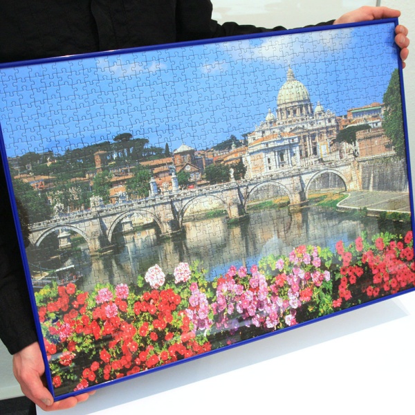 Kunststoff-Puzzlerahmen für 1000 Teile 49,3x68,5 cm | schwarz | Kunstglas (1,5 mm)