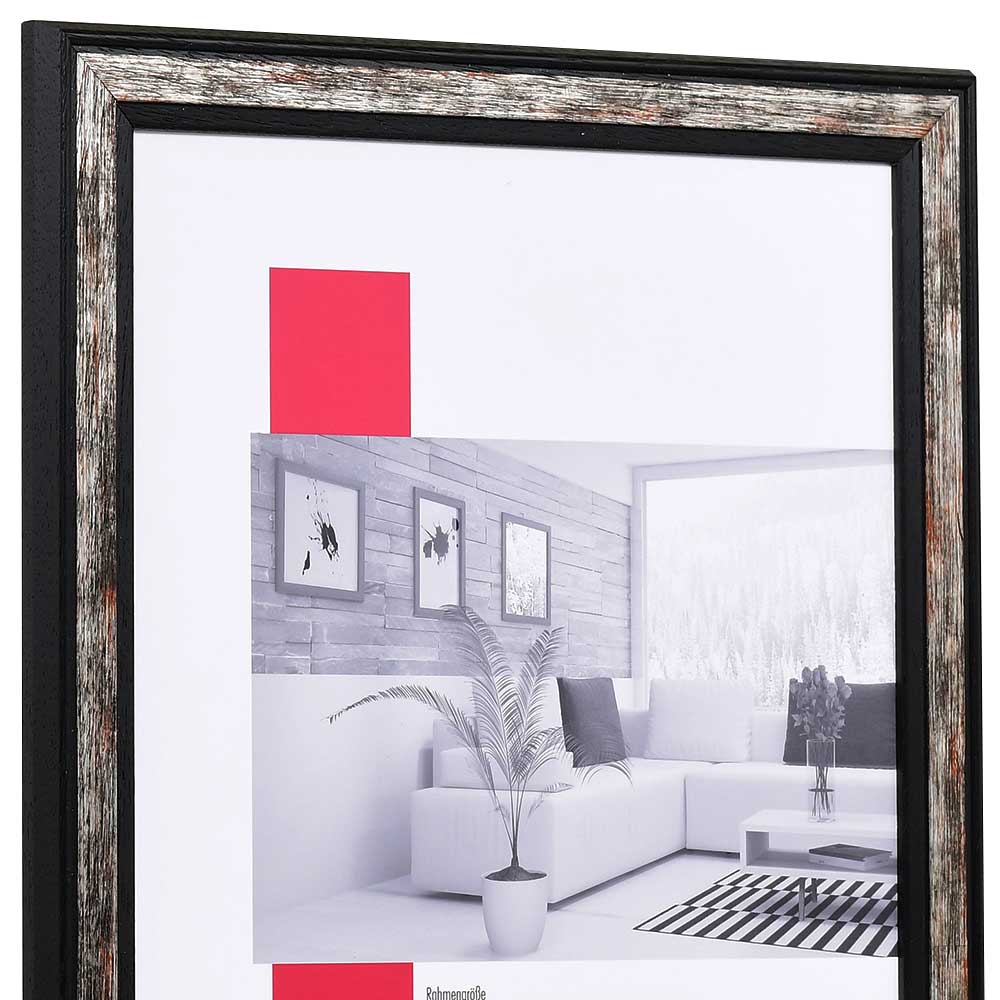 Holz-Bilderrahmen Autun 40x60 cm | schwarz | Antireflexglas | Effekt ...